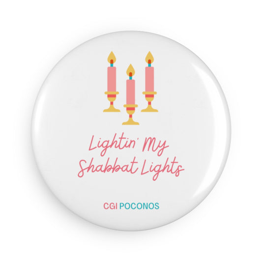 Shabbat Candles Button Magnet, Round (1 & 10 pcs)