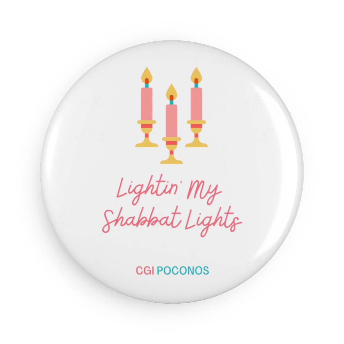 Shabbat Candles Button Magnet, Round (1 & 10 pcs)