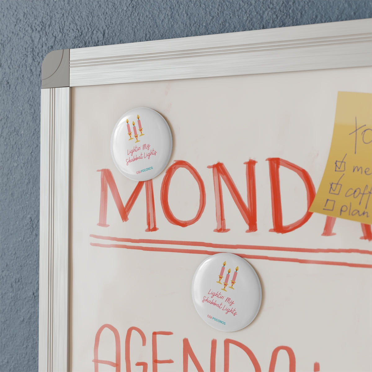 Shabbat Candles Button Magnet, Round (1 & 10 pcs)